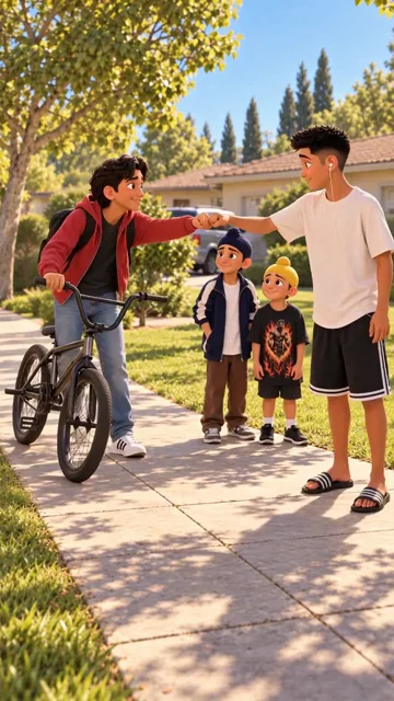 The boys exploring their new neighborhood.